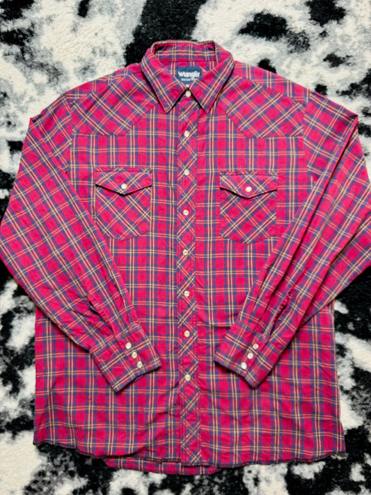 Wrangler Red & Blue Checkered Pearl Snap (XL)