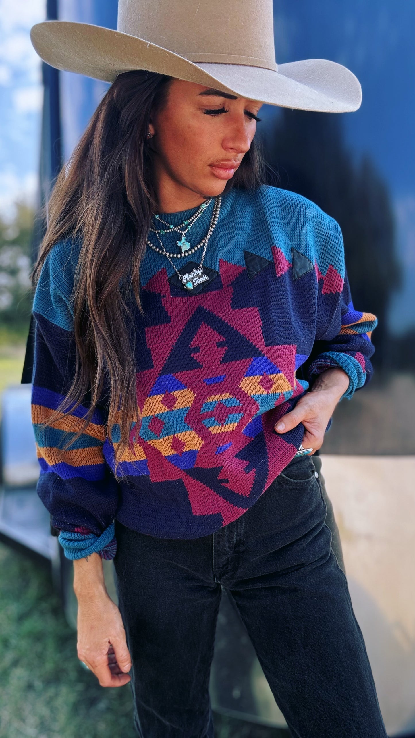 Aztec Cowboy Sweater (L)