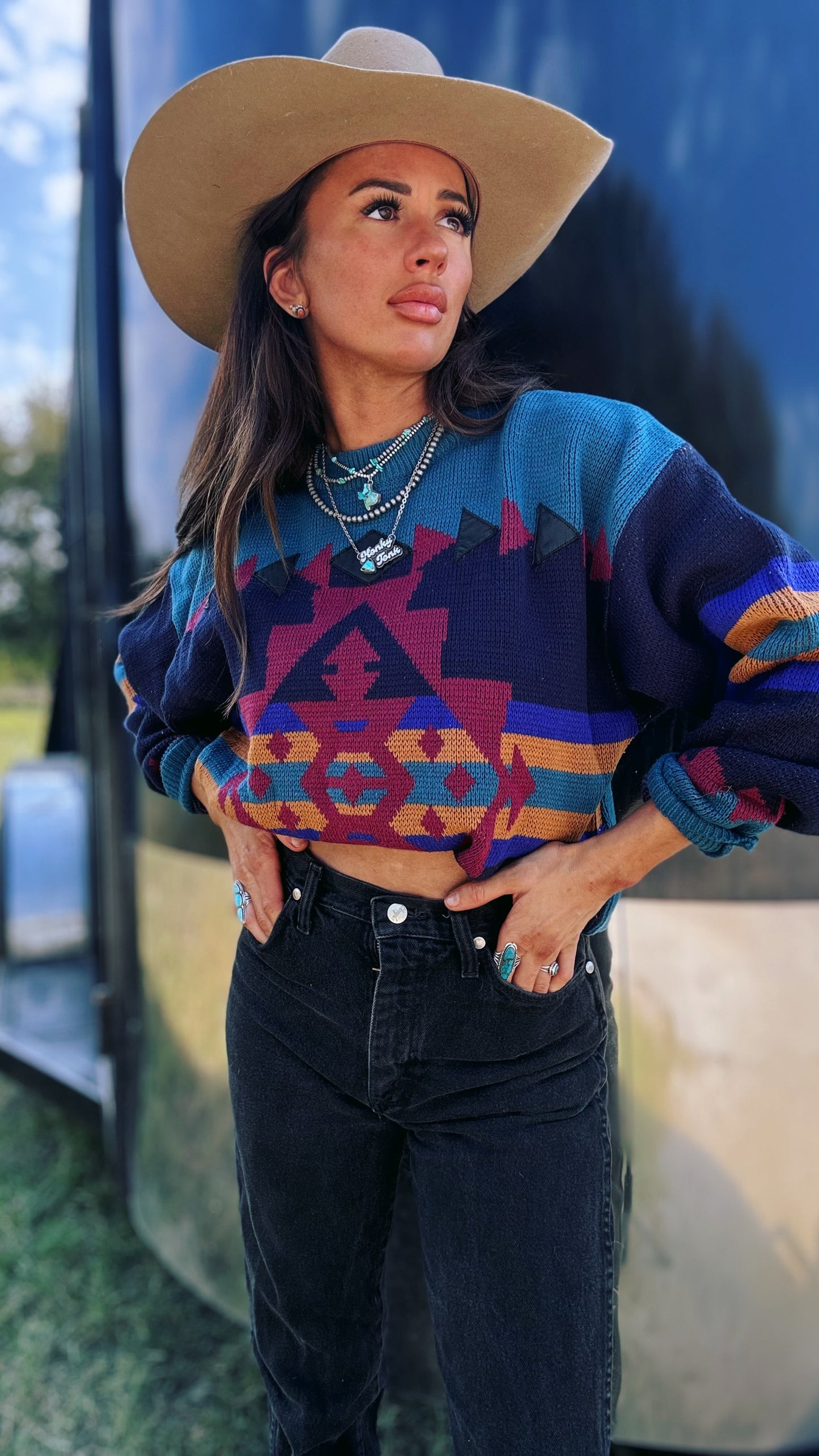 Aztec Cowboy Sweater (L)