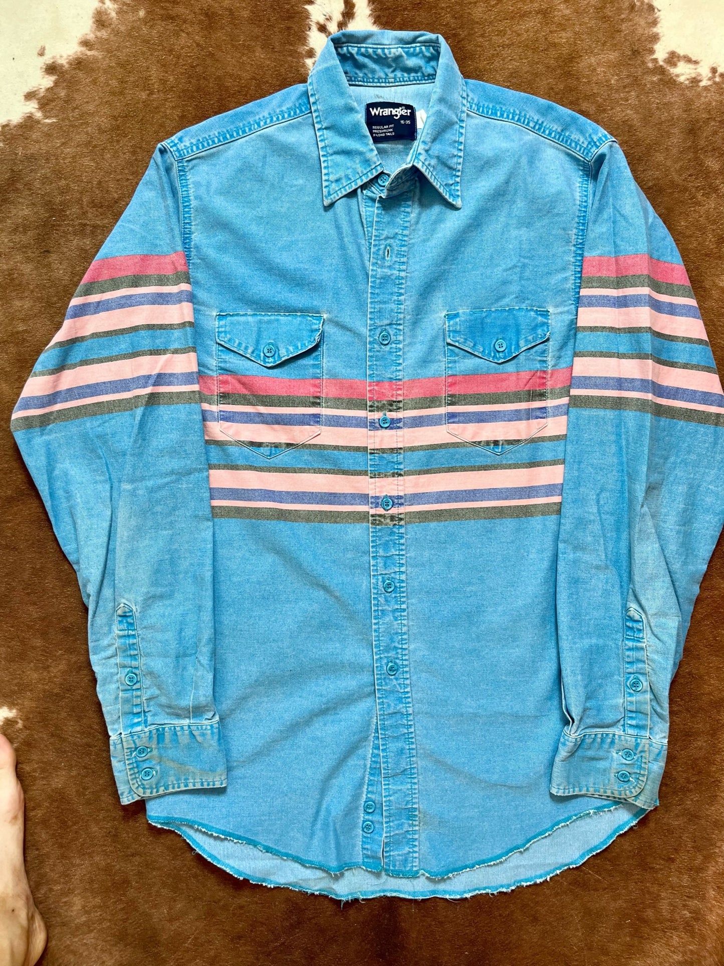 Wrangler Blue & Pink Striped Brushpopper (L) – Pecos Pistol Vintage